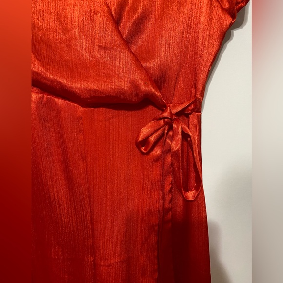 Anthropologie Maquelle Red Satin Wide Leg Jumpsuit Size Small - Picture 3 of 8